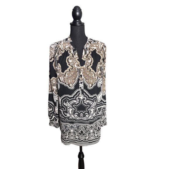 INC International Concepts Women's Baroque Print Split Neck Tunic Size 14 - Picture 1 of 10